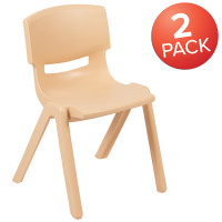 Flash Furniture 2-YU-YCX-004-NAT-GG 2 Pack Natural Plastic Stackable School Chair with 13.25